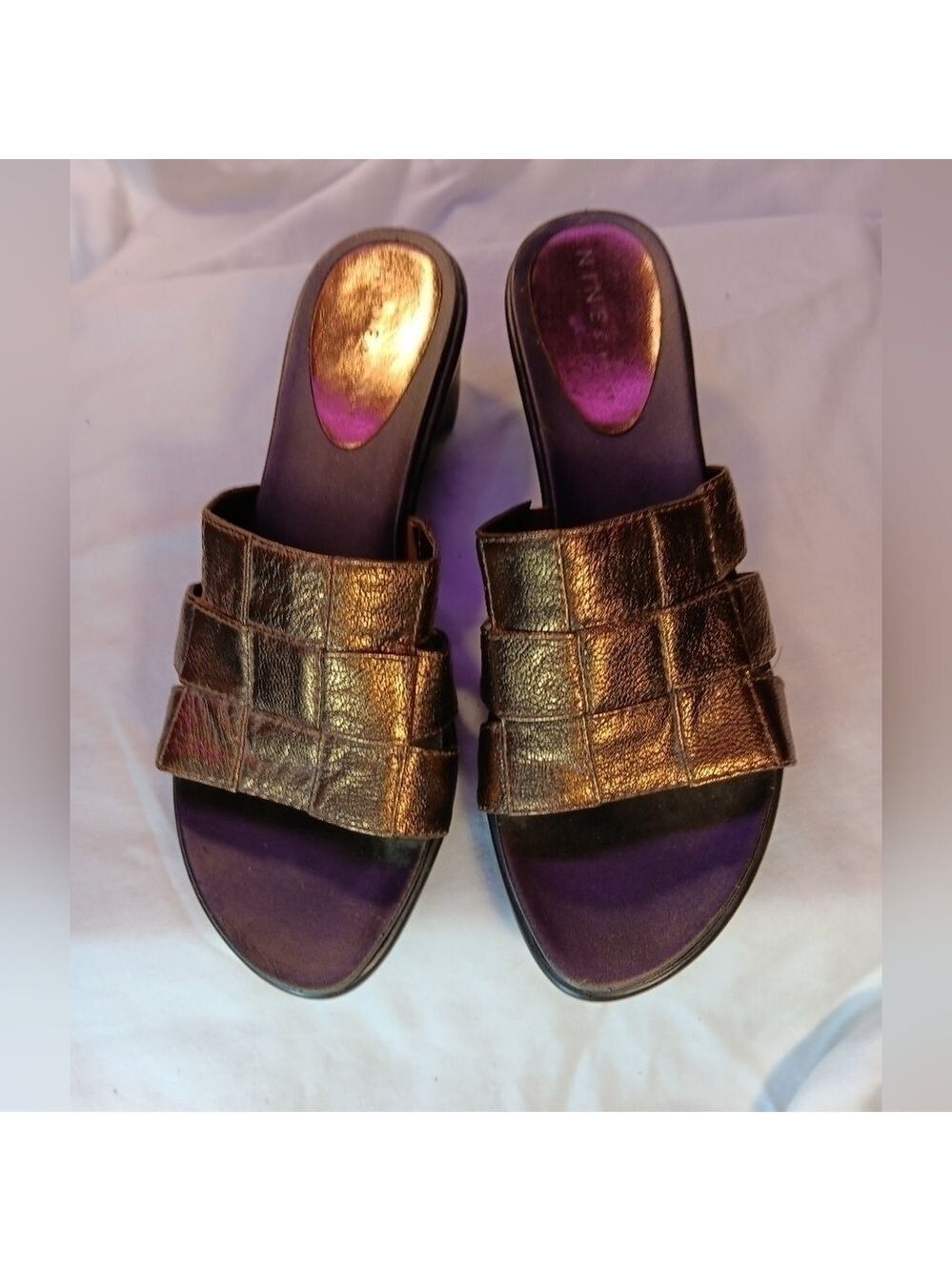Nine & Co. leather‎ gold/brown sandals sz 8M